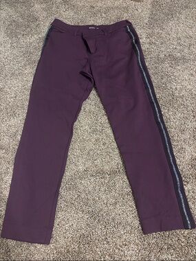 Old Navy Women's Skinny Pants in Deep Plum with Black Side Stripe